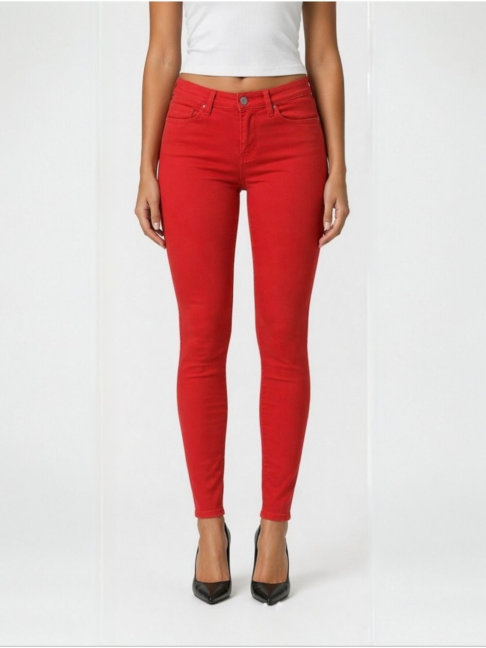 Ann Taylor LOFT Super Skinny Jeans 27/4 Red Midrise Stretch